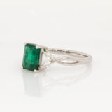 Aliza Zambian Emerald Ring with Natural Diamonds Accents: 14k Solid Gold, Emerald 8x6mm