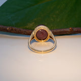 14K yellow gold star ruby cabochon ring with diamond accents