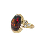 Aashna 14K Yellow Gold Black Opal Diamond Ring | Oval Shape 13x10mm