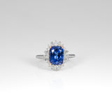14K white and rose gold tanzanite ring with diamond accents