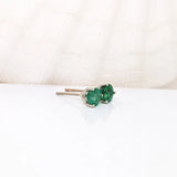 Zambian Emerald Martini Solitaire Stud Earrings – Round 4mm – Solid 14K Gold (Yellow, White or Rose)