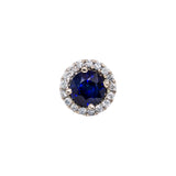 Pranjali 14K White Gold Ceylon Blue Sapphire and Diamond Halo Pendant | RD 6mm