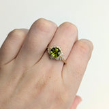 Estate 14K Yellow Gold Peridot and Diamonds Ring | Round 8mm