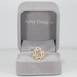 14K white & yellow gold diamond semi-mount ring