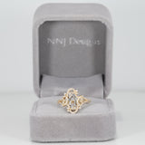 14K white & yellow gold diamond semi-mount ring