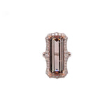 celine 14k white gold 20.04cts pink tourmaline diamond ring | emerald cut 25x10mm