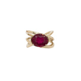 4.7ct Solitaire Ruby Ring in Solid 14k Yellow Gold | OV 11.5x8mm | Bypass Ring