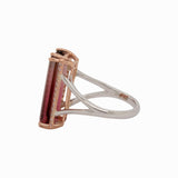 Brielle Solid 14k Gold Bi-Color Tourmaline Ring with Natural Diamond Accents, 20x7mm