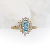 Rosily Solid 14k Gold Aquamarine Ring with Natural Diamonds Accents, Oval 9x7mm