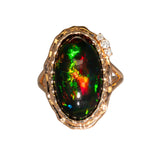 Adele 8.6Ct Black Opal Ring with Natural Diamond Accents: Solid 14K Gold, 20x11.5mm