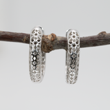 Diamond Huggie Hoop Earrings in 14K White Gold | Diamond Accents | Round Cut | April Birthstone