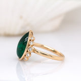 Solene 14K Yellow Gold Zambian Emerald and Diamonds Ring | Pear Shape 14x9mm