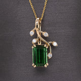 Tressa 14K Yellow Gold Chrome Tourmaline and Diamond Pendant | EM 11x7mm