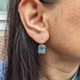 Solitaire Swiss Blue Topaz Drop Earrings in 14k Solid Gold | Emerald Cut | Customizable