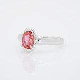 GIA Certified 1.1Ct Orange-Pink Sapphire  Ring with Natural Diamonds: Solid 14K Gold, 7x5mm