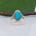 14K yellow gold sleeping beauty turquoise ring