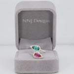 14K white & rose gold pink & indicolite tourmaline ring