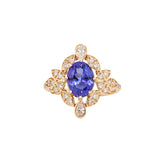 Ishira 14k Solid Gold Tanzanite Ring with Natural Diamonds Accents | Oval 9x7mm