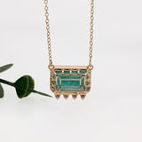 6ct Emerald Pendant w Natural Diamond Accents in Solid 14K Gold | EM 15x10mm