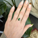 Aviva Solid 14k Gold Tsavorite Garnet Ring with Natural Diamond Accents, 9x5mm