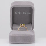14K yellow gold sphene ring with diamond halo