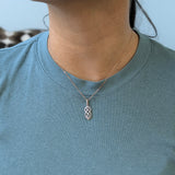 Estate 14K Solid Rose Gold Natural Diamond Accents Pendant | 26.5x8mm