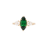Quianna 14K Solid Gold Tsavorite Garnet and Diamond Ring | PE 11x5mm