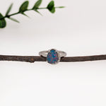 mila 14k white gold 1.65cts boulder opal diamond ring | fancy shape 9x7mm