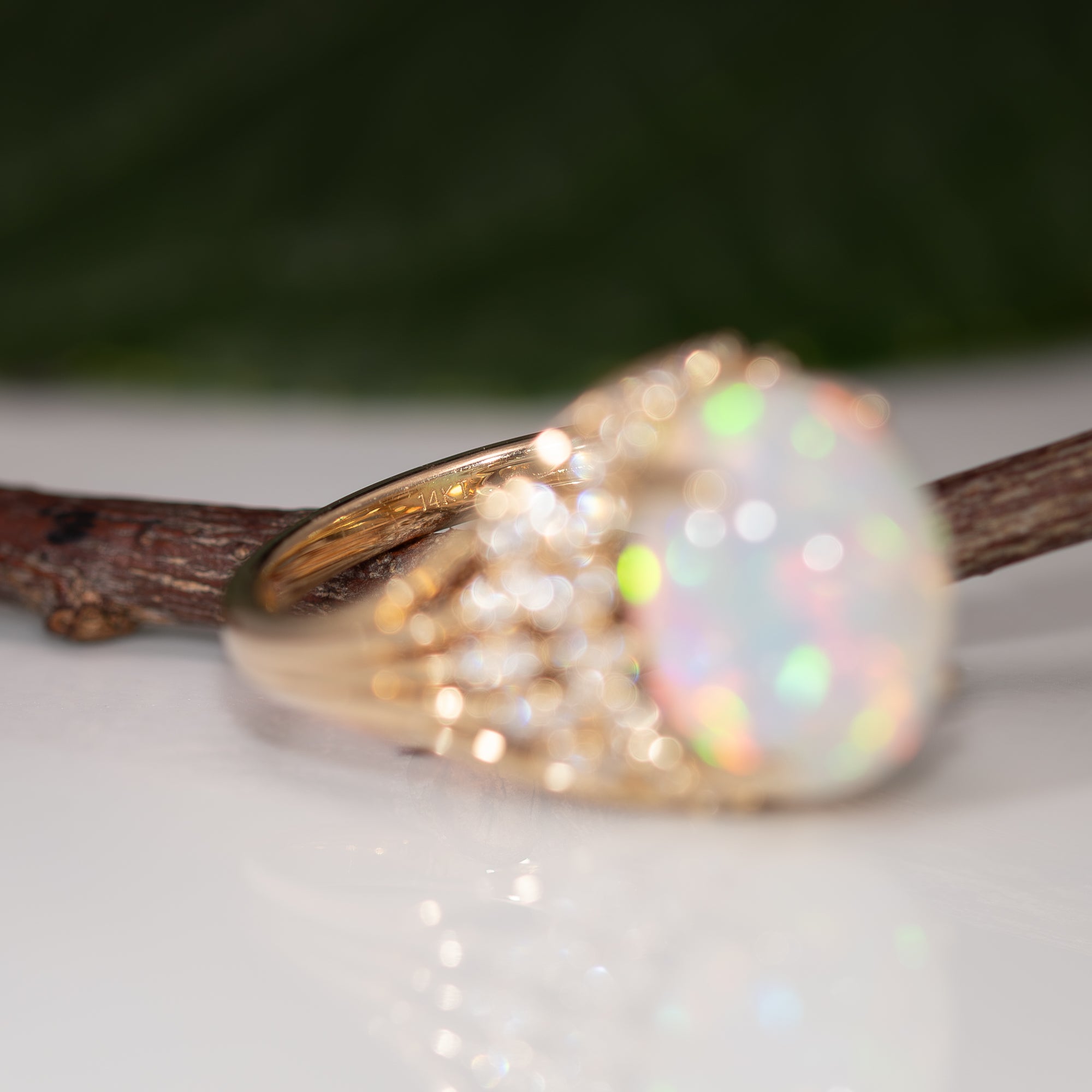 14K yellow gold ethiopian opal ring