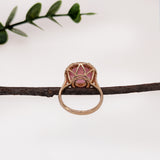 Misha 14K Yellow Gold 7.77cts Pink Tourmaline Diamond Wedding Ring  | Round 12.8mm