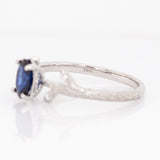 Aurelia  Solid 14k White Gold Ceylon Sapphire Ring with Natural Diamond Accents | Oval, 7x5mm