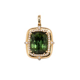 Hania 14K Yellow Gold Chrome Tourmaline Diamond Pendant | Cushion 12x9mm