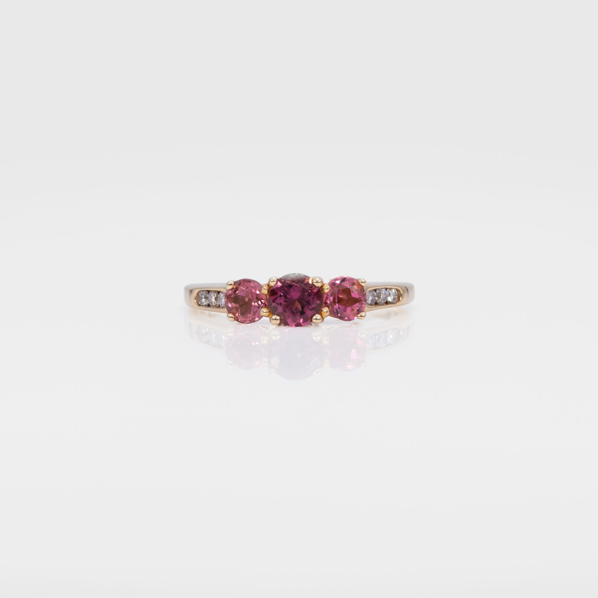 14K yellow gold rubellite tourmaline ring