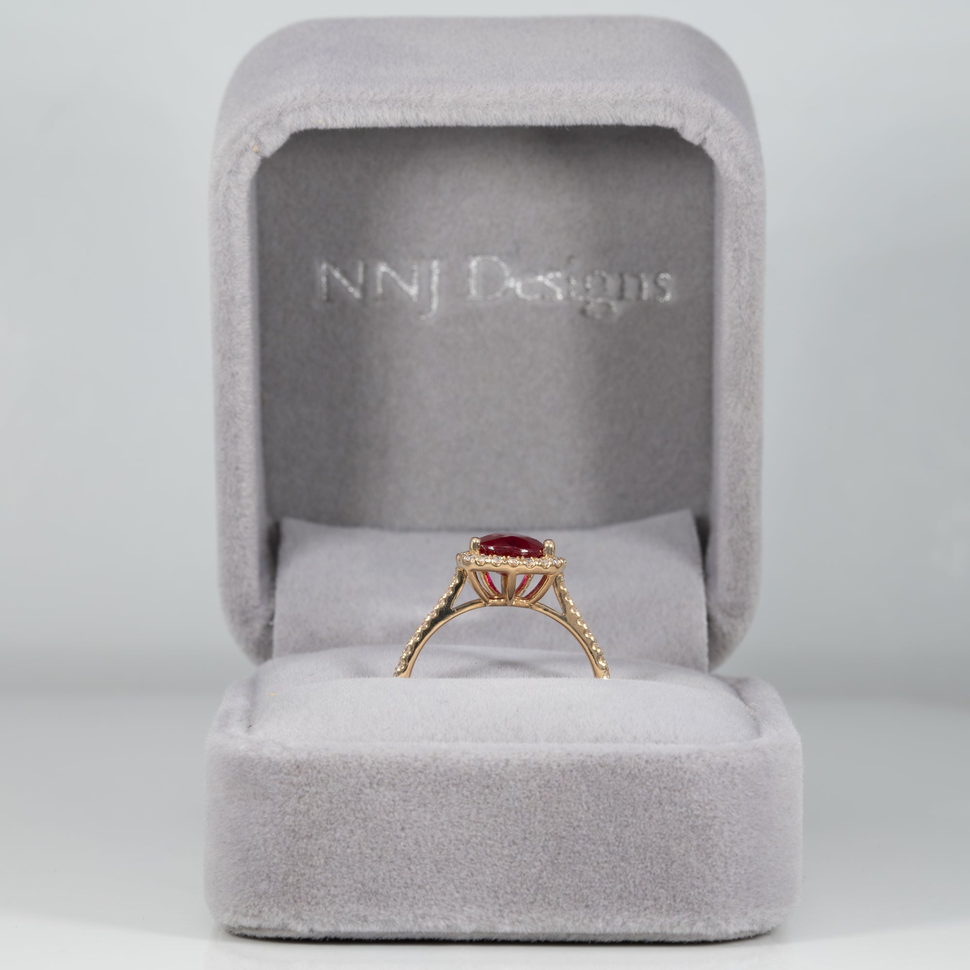 14K yellow gold GIA Mozambique ruby ring with diamond accents