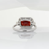 2.9Ct Garnet Ring with Natural Diamond Accents in Solid 14K Gold – Oval 9x7mm Fine Gemstone Ring