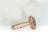 Jovana Solid 14k Gold  Aquamarine Ring with Natural Diamonds Accents, Oval 9x7mm