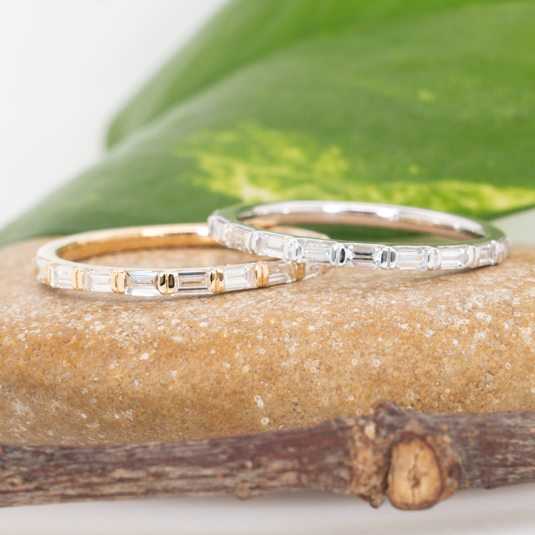 Timeless Solid 14K Gold Lab-Grown Baguette Cut Diamond Eternity Bands