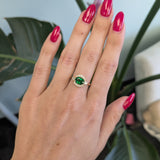 14K yellow gold tsavorite garnet ring with diamond accents