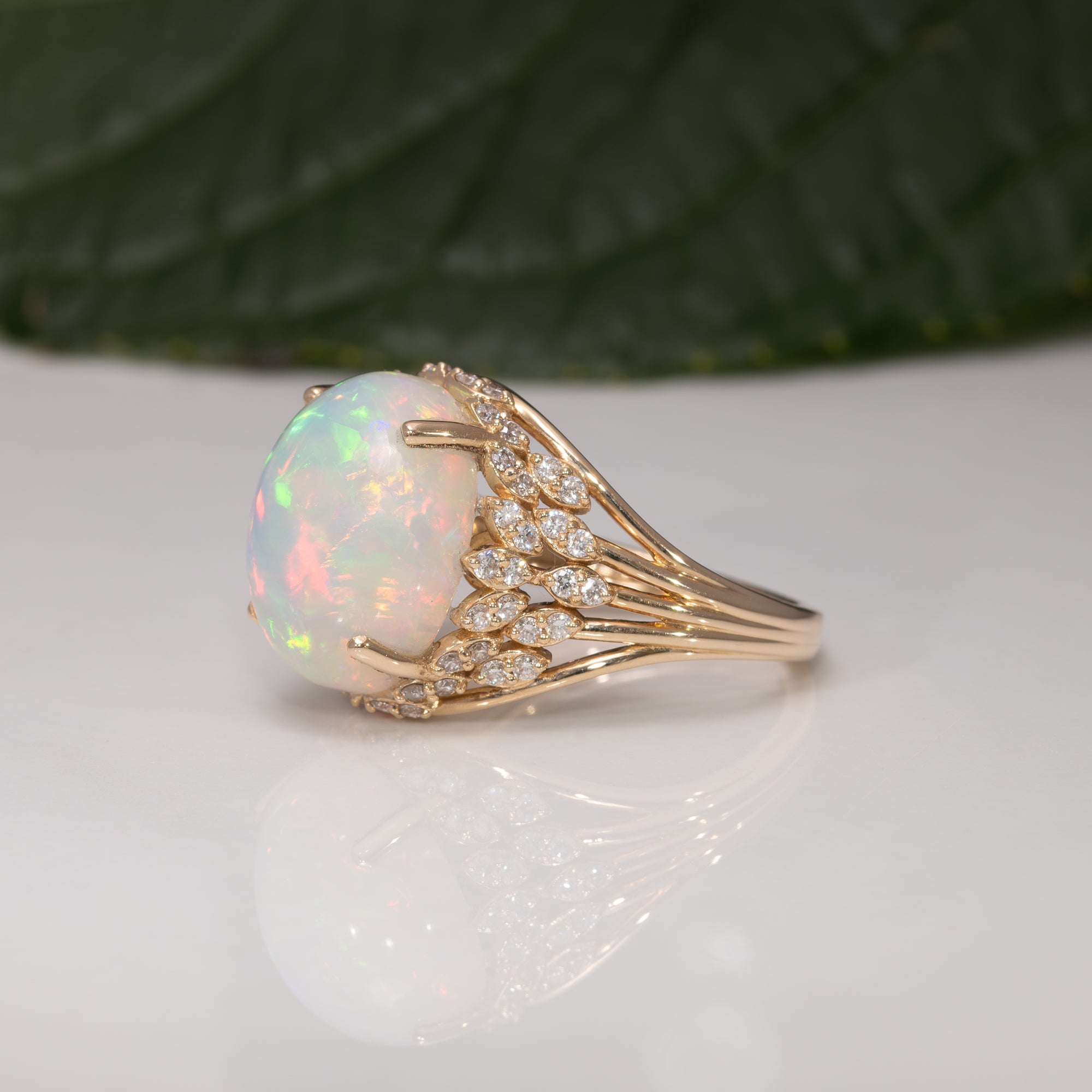14K yellow gold ethiopian opal ring