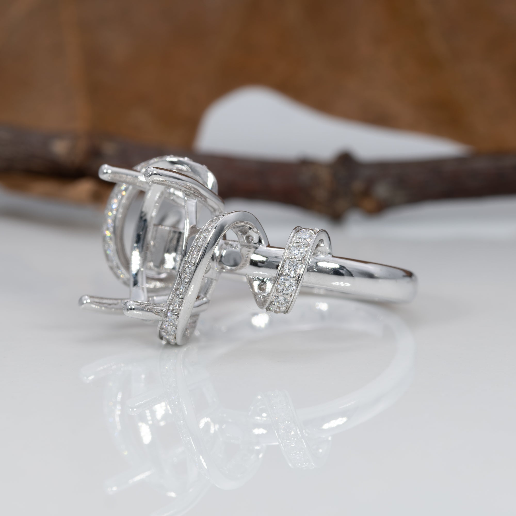 14K white gold diamond ring