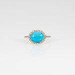 14K yellow gold sleeping beauty turquoise ring with diamond accents