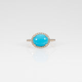 14K yellow gold sleeping beauty turquoise ring with diamond accents