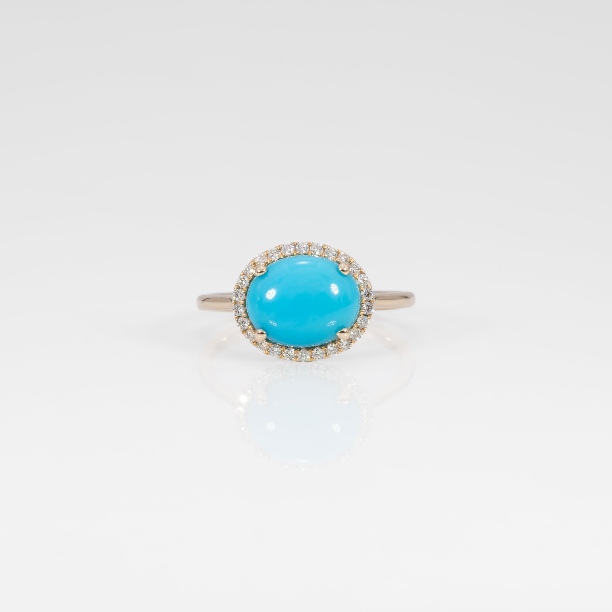 14K yellow gold sleeping beauty turquoise ring with diamond accents