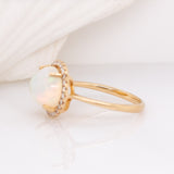 Anouk 14k Solid Yellow Gold Ethiopian Opal w Natural Diamond Accents Ring | 12x10mm
