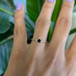 14K yellow gold black diamond ring
