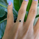 14K yellow gold black diamond ring