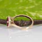 14K yellow gold GIA Mozambique ruby ring with diamond accents