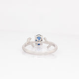 Aurelia  Solid 14k White Gold Ceylon Sapphire Ring with Natural Diamond Accents | Oval, 7x5mm