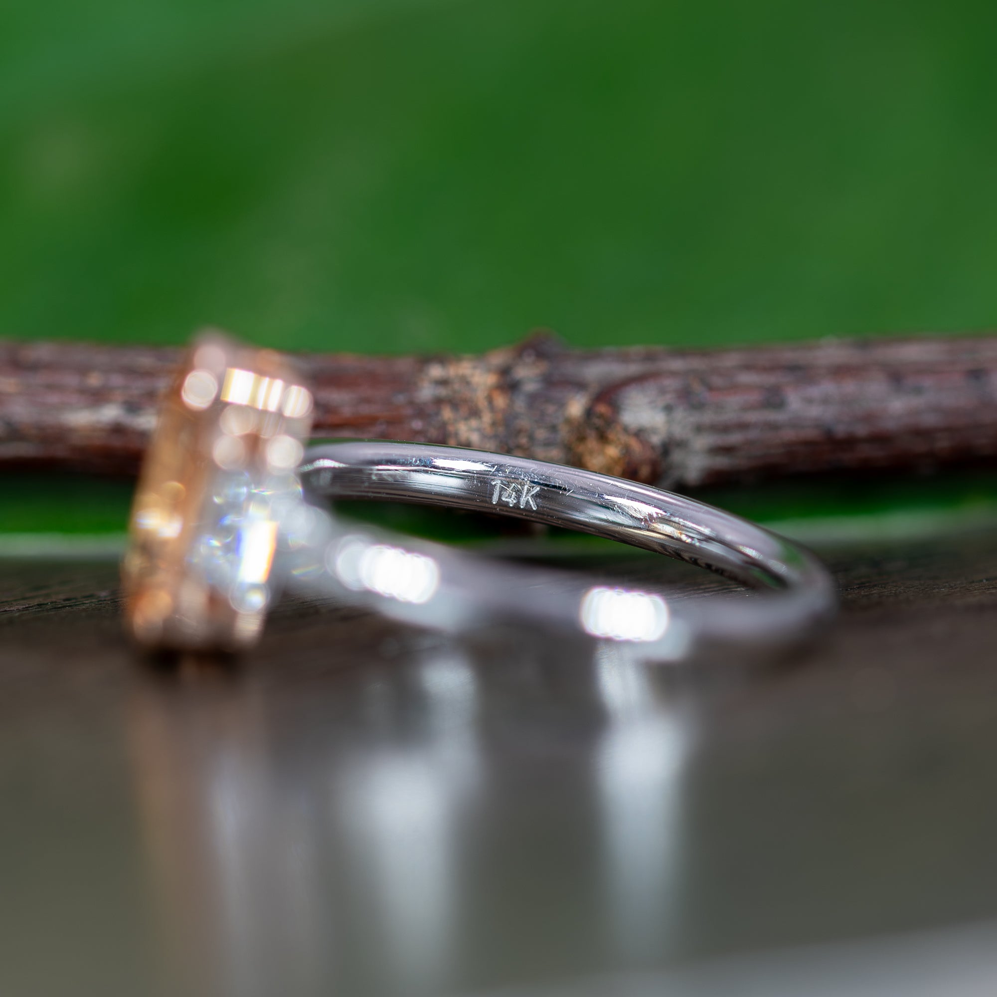 14K white & rose gold imperial topaz ring with diamond accents