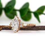 Engagement Ring | 14K Rose Gold Lab-Created Diamond Natural Diamond Ring | MQ 12x6mm